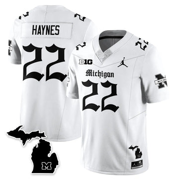Personalized MICH Gothic Vapor Limited Football Jersey - White / Justice Haynes - 22 Stitched
