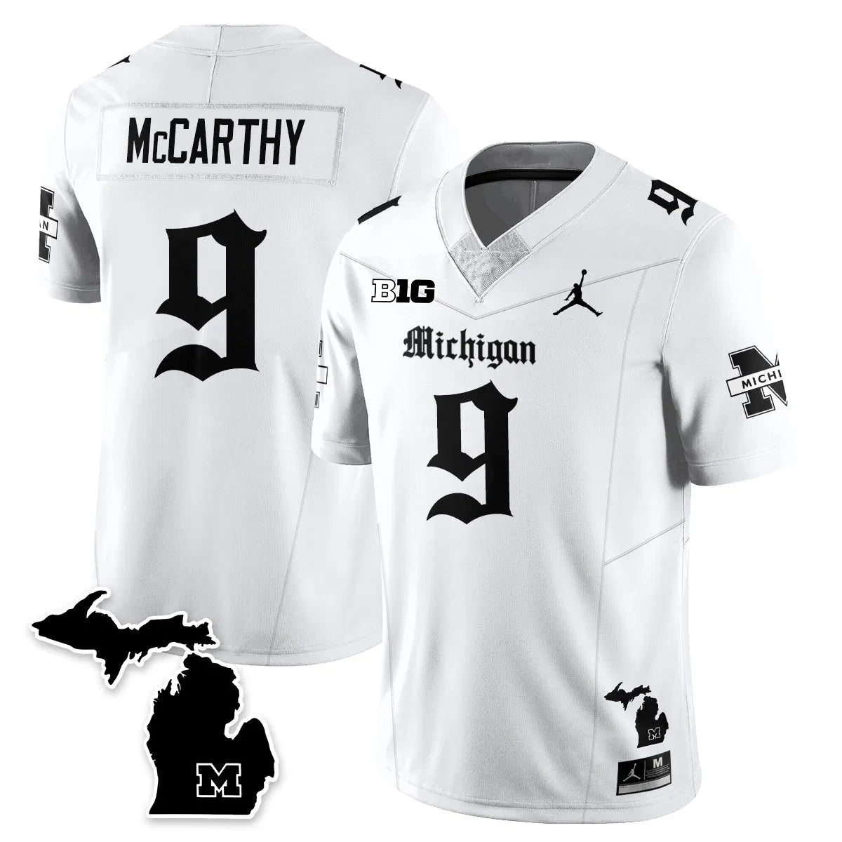 Personalized MICH Gothic Vapor Limited Football Jersey - White / J.J. McCarthy - 9 Stitched