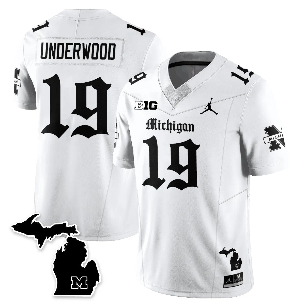 Personalized MICH Gothic Vapor Limited Football Jersey - White / Bryce Underwood - 19 Stitched