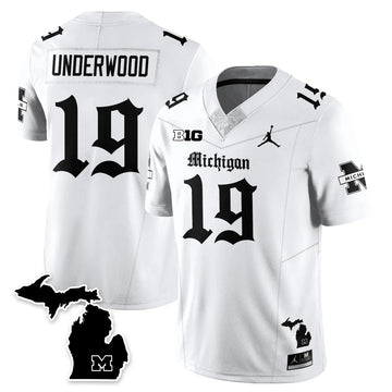 Personalized MICH Gothic Vapor Limited Football Jersey - White / Bryce Underwood - 19 Stitched