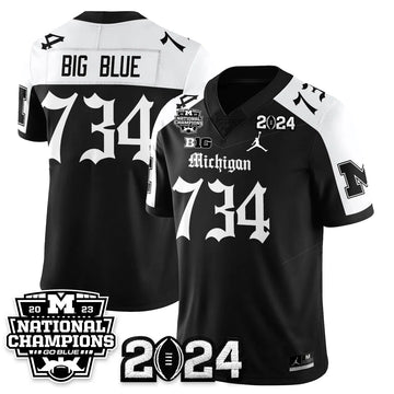 Personalized MICH Gothic 2023 National Champions Vapor Limited Football Jersey - Alternate / Big Blue - 734 Stitched