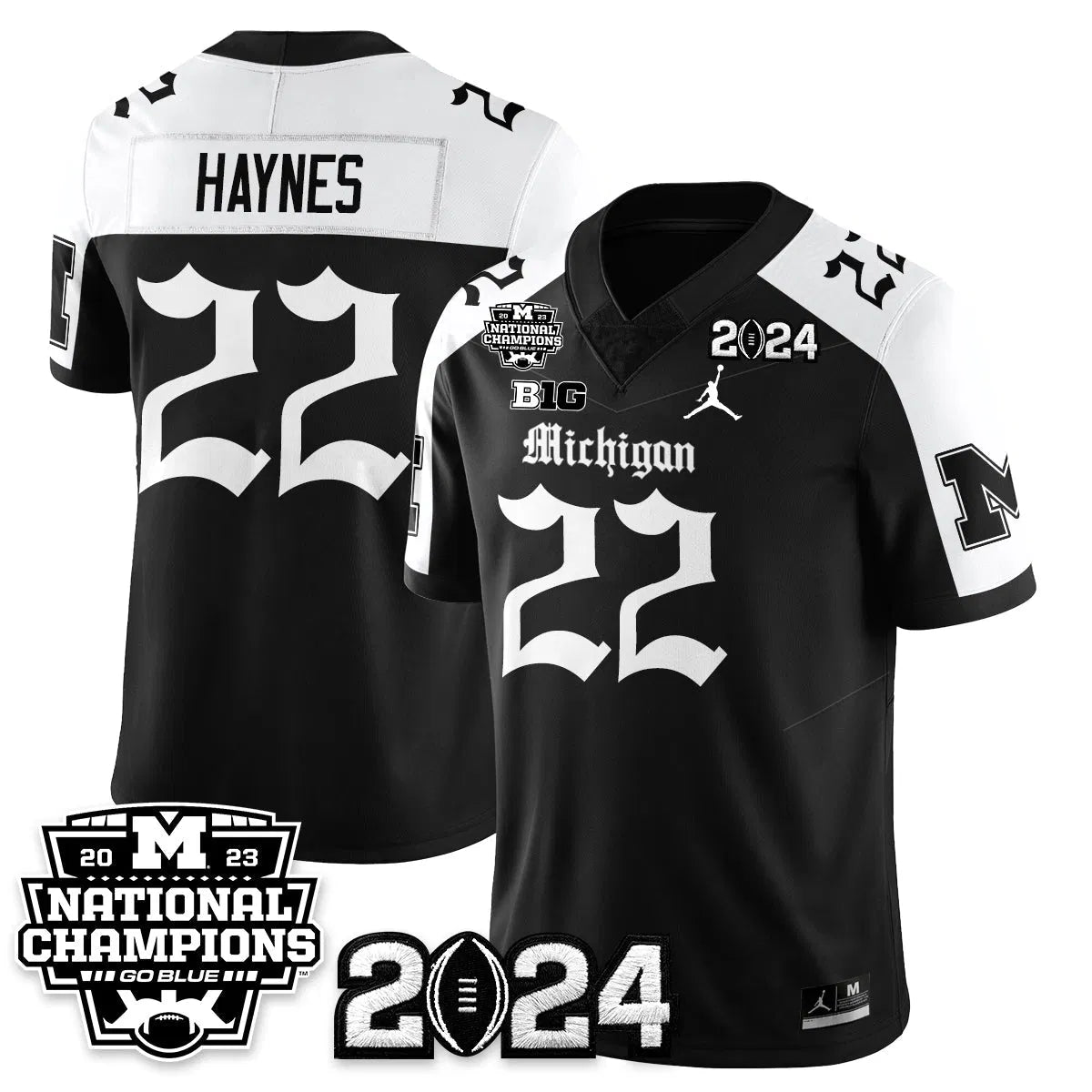 Personalized MICH Gothic 2023 National Champions Vapor Limited Football Jersey - Alternate / Justice Haynes - 22 Stitched