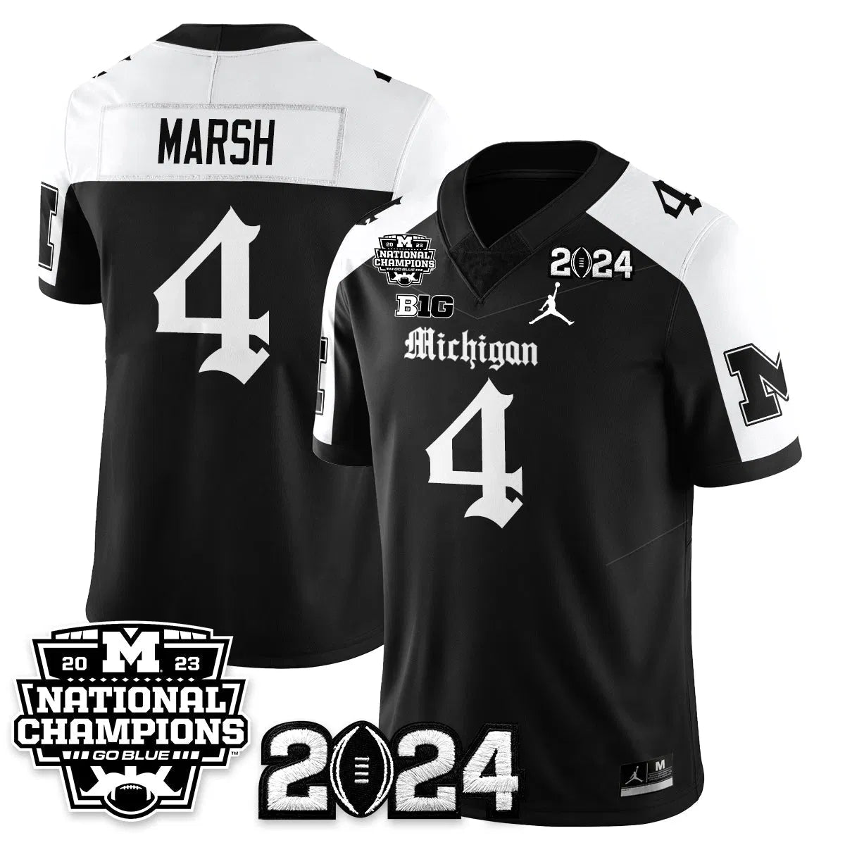 Personalized MICH Gothic 2023 National Champions Vapor Limited Football Jersey - Alternate / Andrew Marsh - 4 Stitched