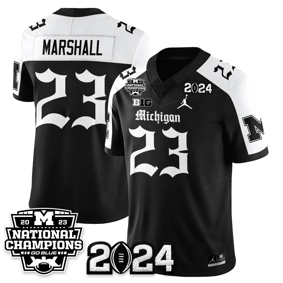 Personalized MICH Gothic 2023 National Champions Vapor Limited Football Jersey - Alternate / Jordan Marshall - 23 Stitched