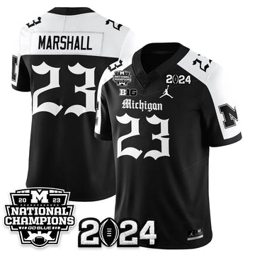 Personalized MICH Gothic 2023 National Champions Vapor Limited Football Jersey - Alternate / Jordan Marshall - 23 Stitched