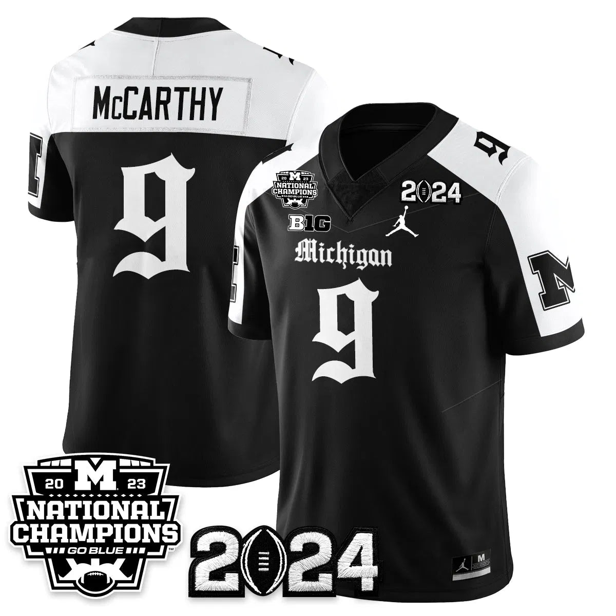 Personalized MICH Gothic 2023 National Champions Vapor Limited Football Jersey - Alternate / J.J. McCarthy - 9 Stitched