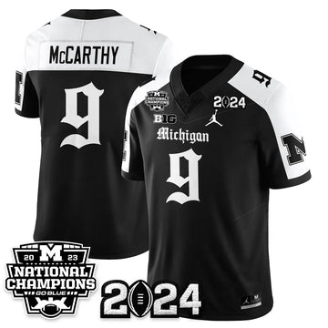 Personalized MICH Gothic 2023 National Champions Vapor Limited Football Jersey - Alternate / J.J. McCarthy - 9 Stitched