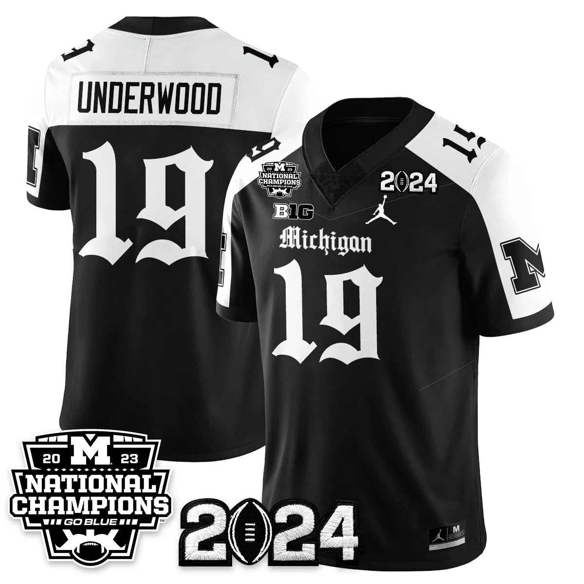Personalized MICH Gothic 2023 National Champions Vapor Limited Football Jersey - Alternate / Bryce Underwood - 19 Stitched