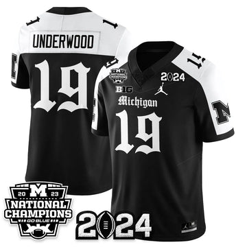 Personalized MICH Gothic 2023 National Champions Vapor Limited Football Jersey - Alternate / Bryce Underwood - 19 Stitched