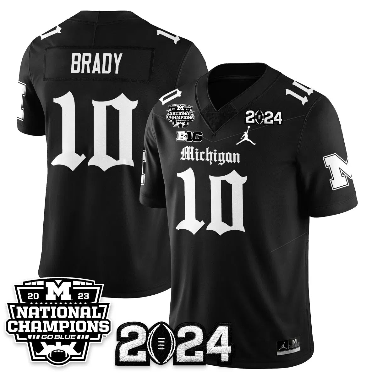 Personalized MICH Gothic 2023 National Champions Vapor Limited Football Jersey - Black / Tom Brady - 10 Stitched