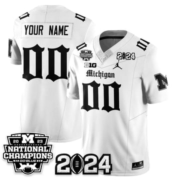 Personalized Custom MICH Gothic 2023 National Champions Vapor Limited Football Jersey - White Stitched