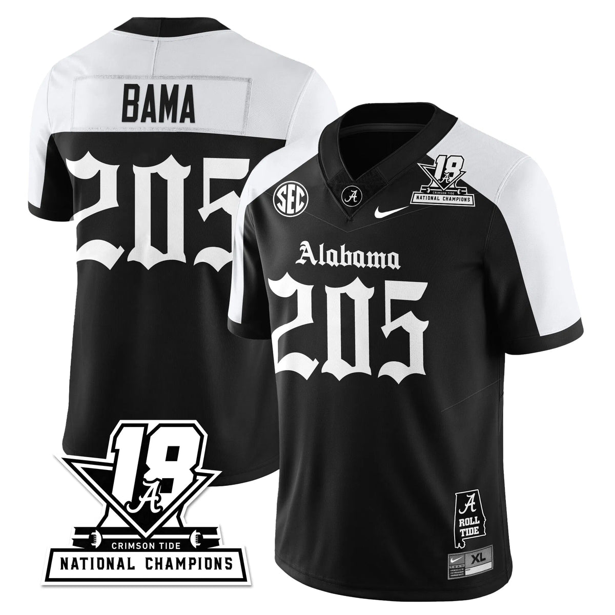 Personalized BAMA 18x-Time National Champions Gothic Vapor Limited Jersey - Alternate / Bama - 205 Stitched