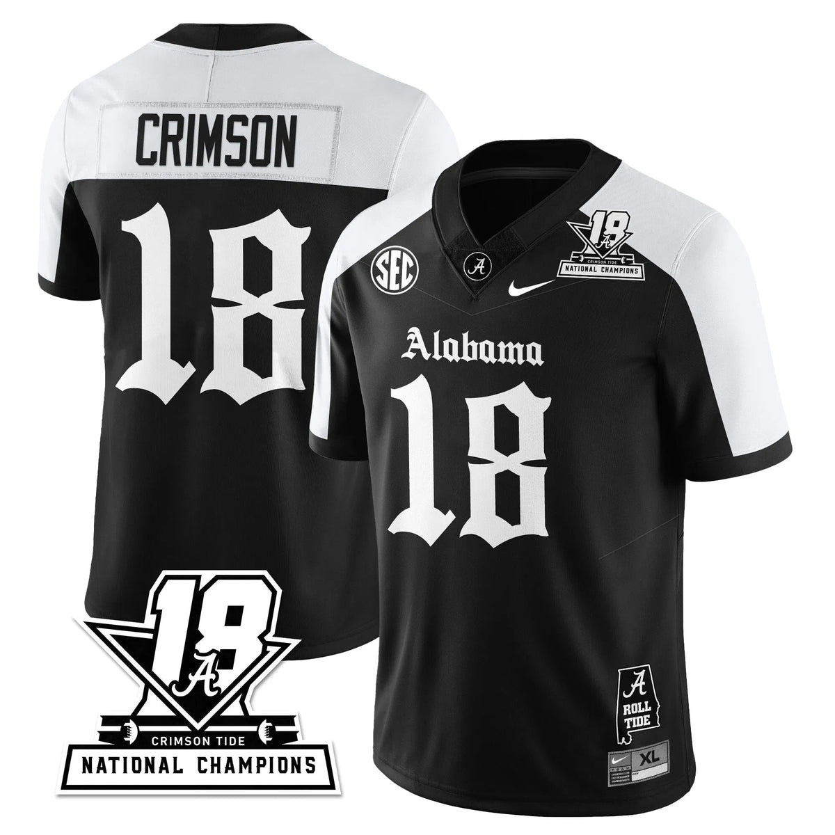 Personalized BAMA 18x-Time National Champions Gothic Vapor Limited Jersey - Alternate / Crimson - 18 Stitched