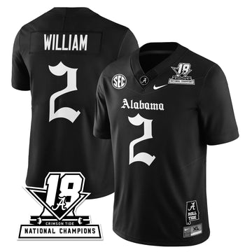Personalized BAMA 18x-Time National Champions Gothic Vapor Limited Jersey - Black / Ryan William - 2 Stitched