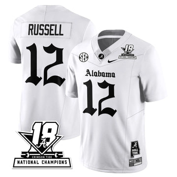Personalized BAMA 18x-Time National Champions Gothic Vapor Limited Jersey - White / Keelon Russell - 12 Stitched