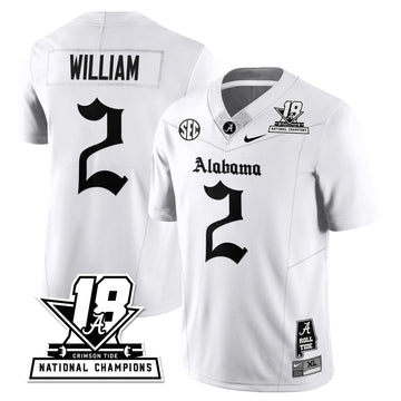 Personalized BAMA 18x-Time National Champions Gothic Vapor Limited Jersey - White / Ryan William - 2 Stitched