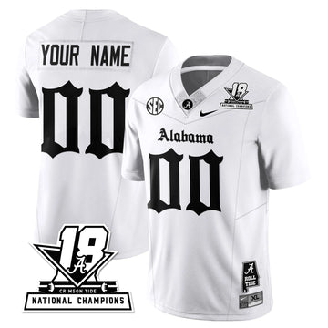 Personalized BAMA 18x-Time National Champions Gothic Vapor Limited Custom Jersey - White Stitched