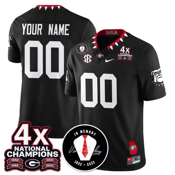 Personalized Custom UGA 4x-Time National Champions Vapor Limited Jersey - Black Stitched