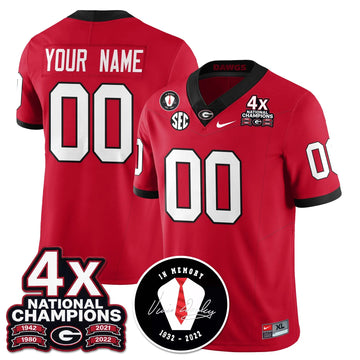 Personalized Custom UGA 4x-Time National Champions Vapor Limited Jersey - Red Stitched