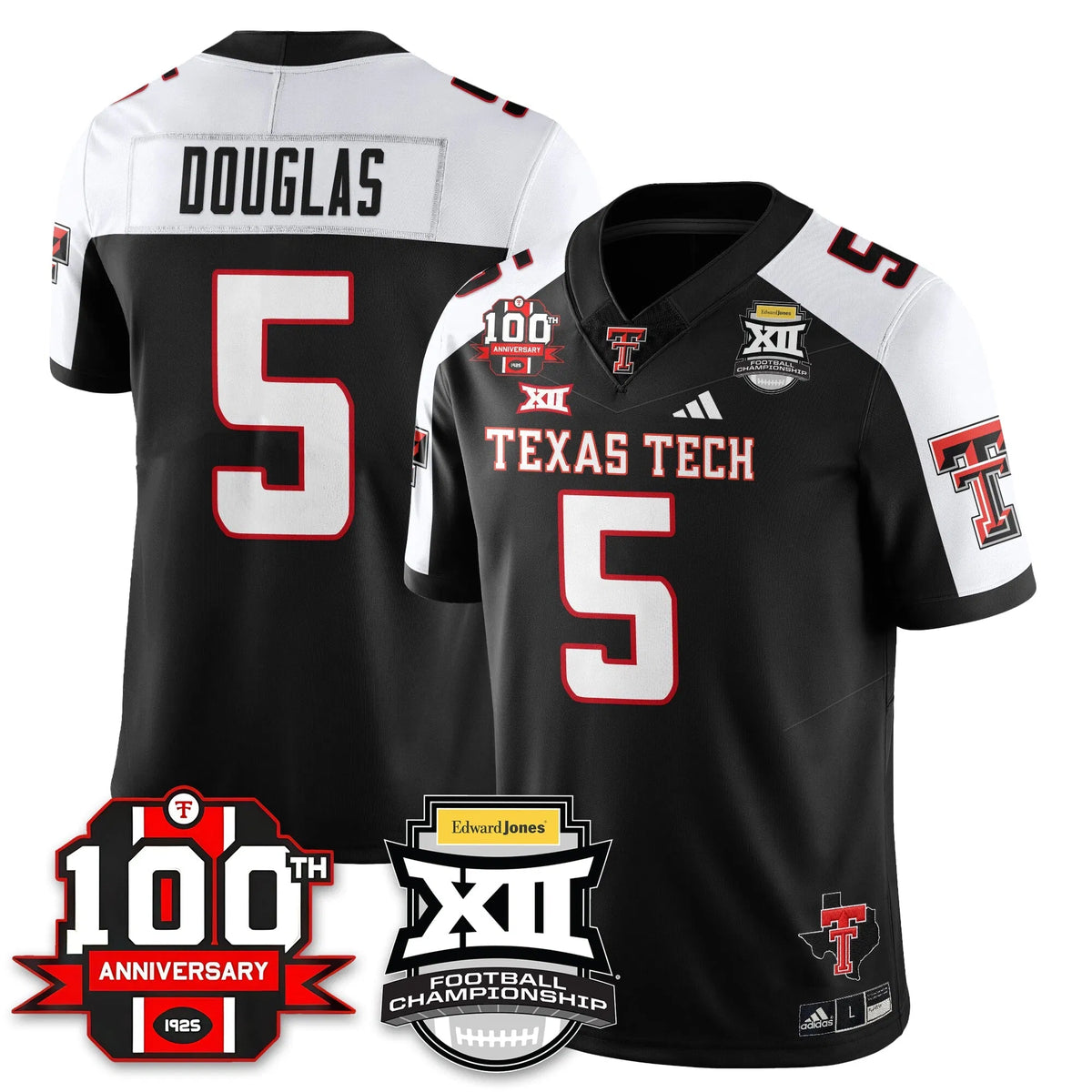 Personalized TTU Vapor Limited Jersey - Edward Jones Champions - Black Alternate / Caleb Douglas - 5 Stitched