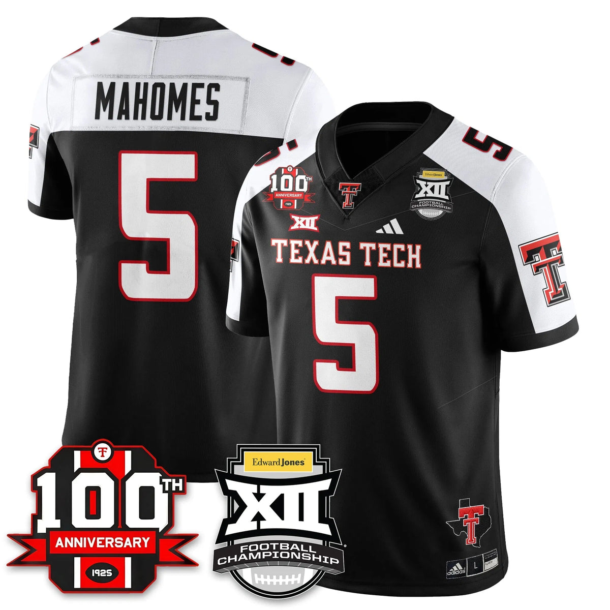 Personalized TTU Vapor Limited Jersey - Edward Jones Champions - Black Alternate / Patrick Mahomes - 5 Stitched