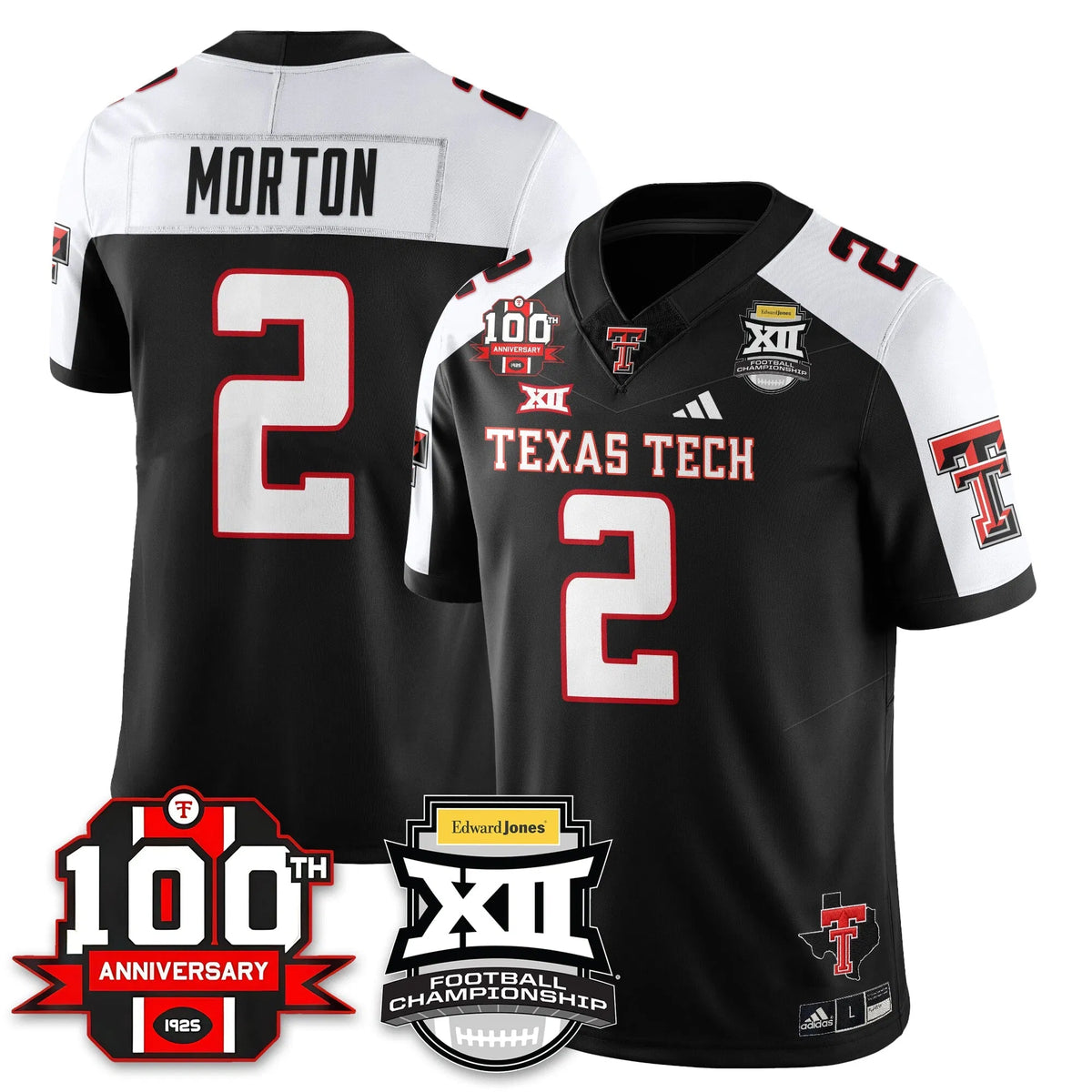 Personalized TTU Vapor Limited Jersey - Edward Jones Champions - Black Alternate / Behren Morton - 2 Stitched