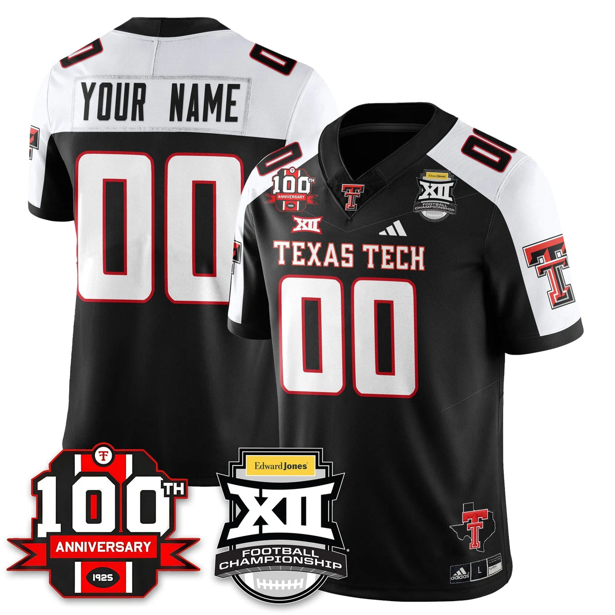 Personalized Custom TTU Vapor Limited Jersey - Edward Jones Champions - Black Alternate Stitched