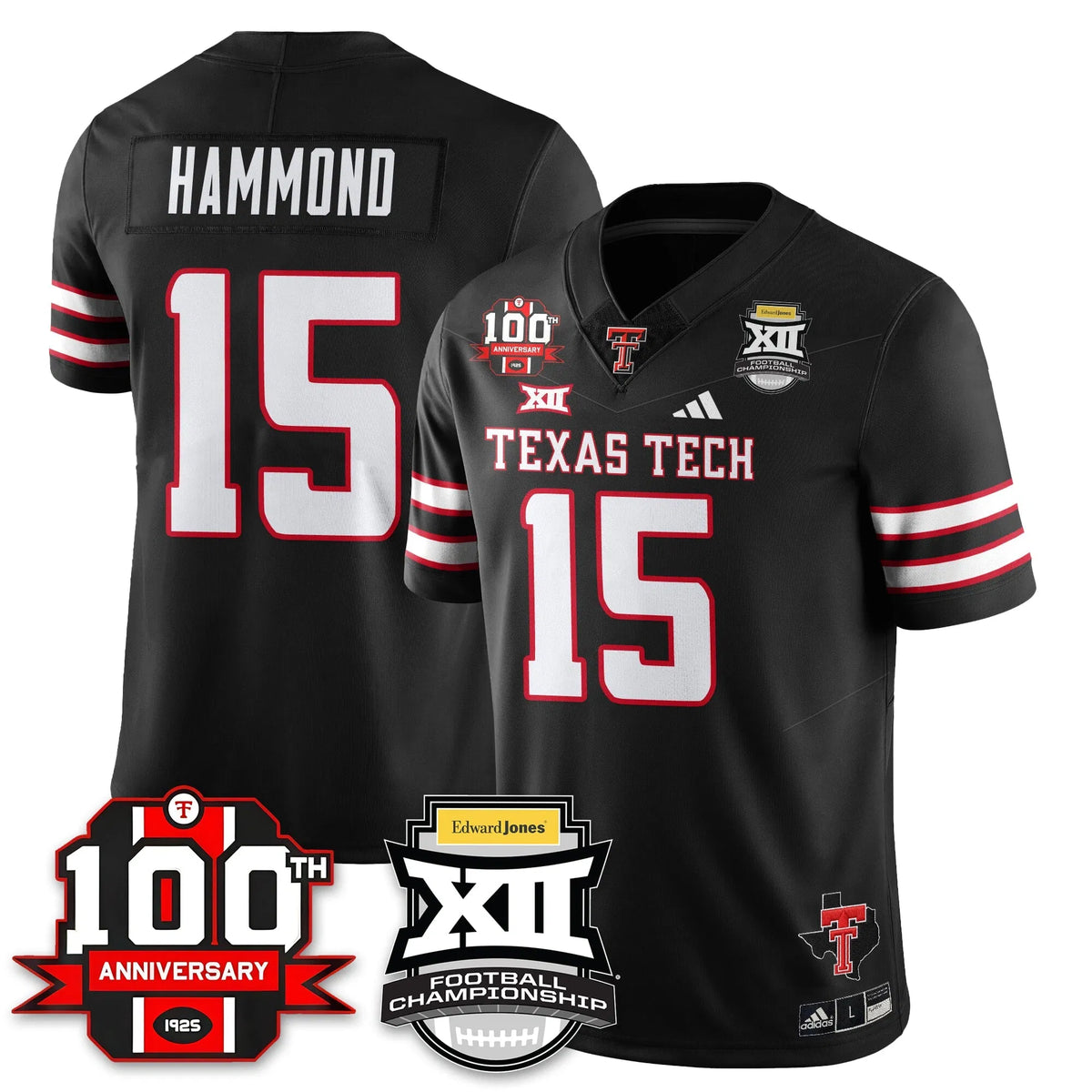 Personalized TTU Vapor Limited Jersey - Edward Jones Champions - Black / Will Hammond - 15 Stitched