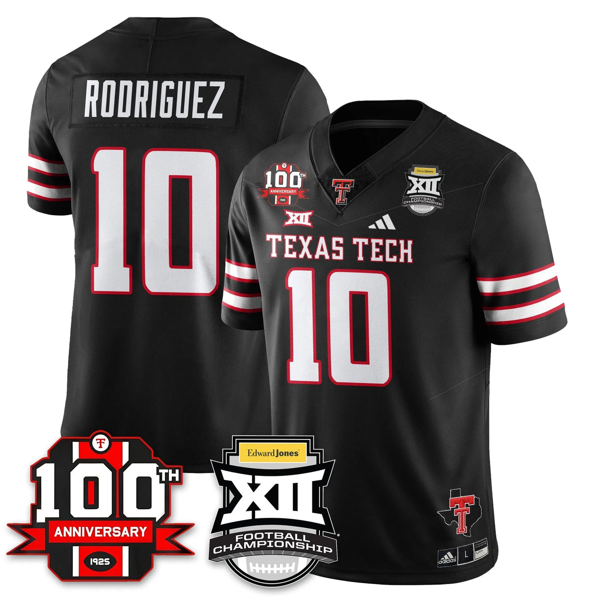 Personalized TTU Vapor Limited Jersey - Edward Jones Champions - Black / Jacob Rodriguez - 10 Stitched