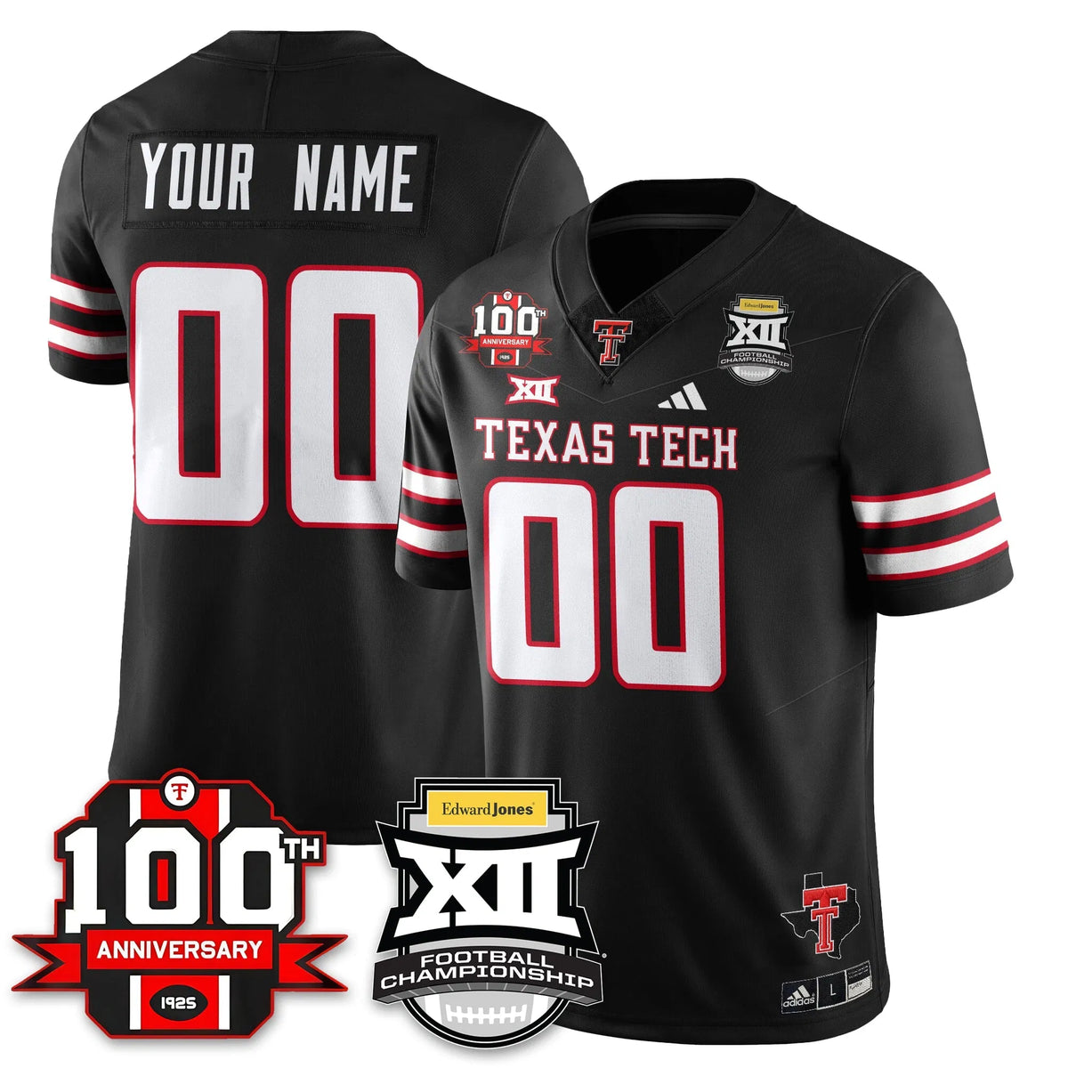 Personalized Custom TTU Vapor Limited Jersey - Edward Jones Champions - Black Stitched