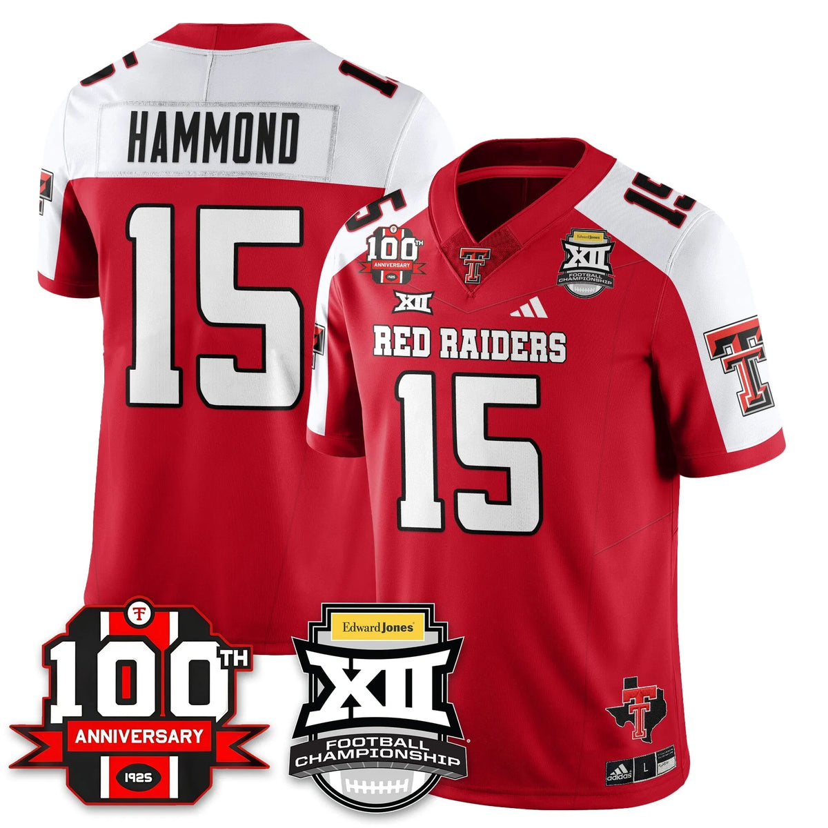 Personalized TTU Vapor Limited Jersey - Edward Jones Champions - Red Alternate / Will Hammond - 15 Stitched
