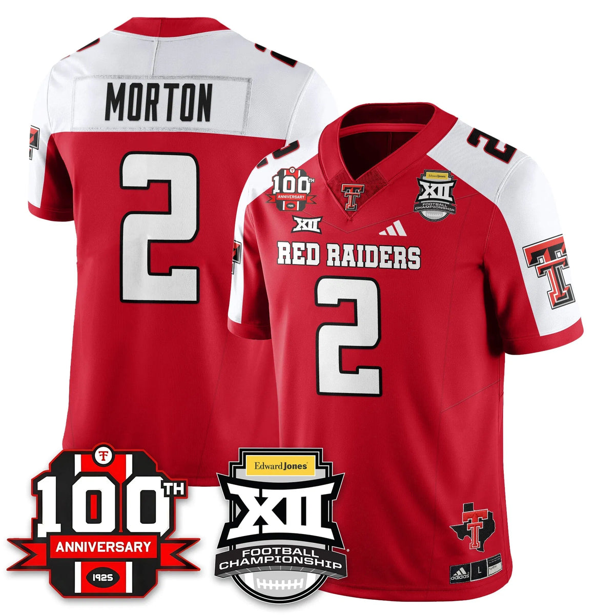 Personalized TTU Vapor Limited Jersey - Edward Jones Champions - Red Alternate / Behren Morton - 2 Stitched