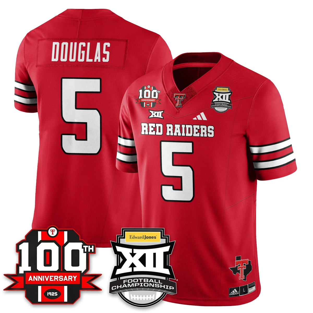 Personalized TTU Vapor Limited Jersey - Edward Jones Champions - Red / Caleb Douglas - 5 Stitched