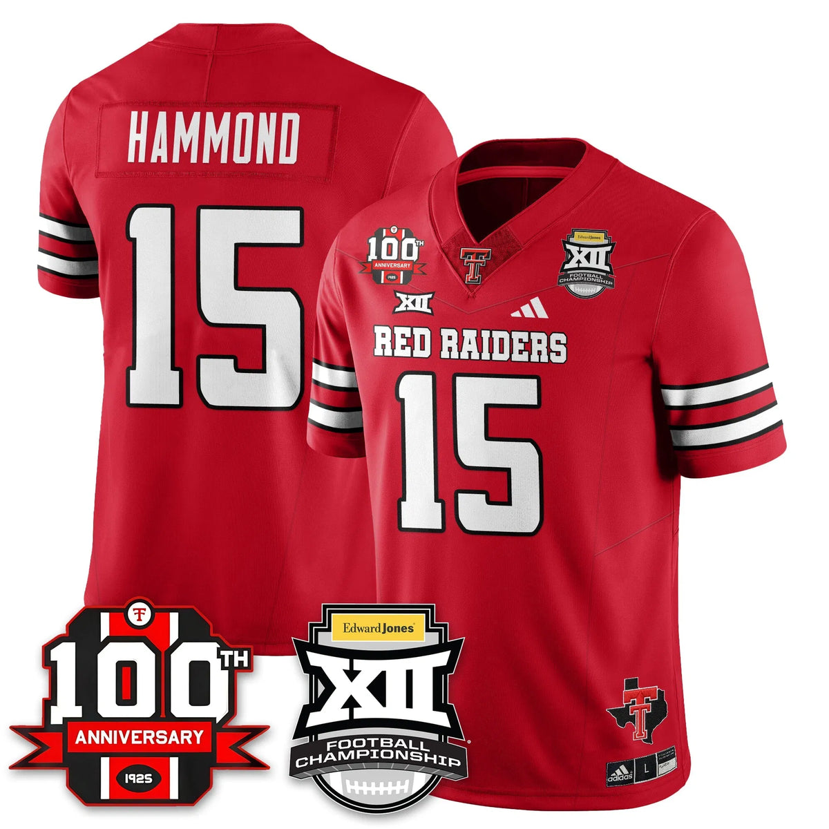 Personalized TTU Vapor Limited Jersey - Edward Jones Champions - Red / Will Hammond - 15 Stitched