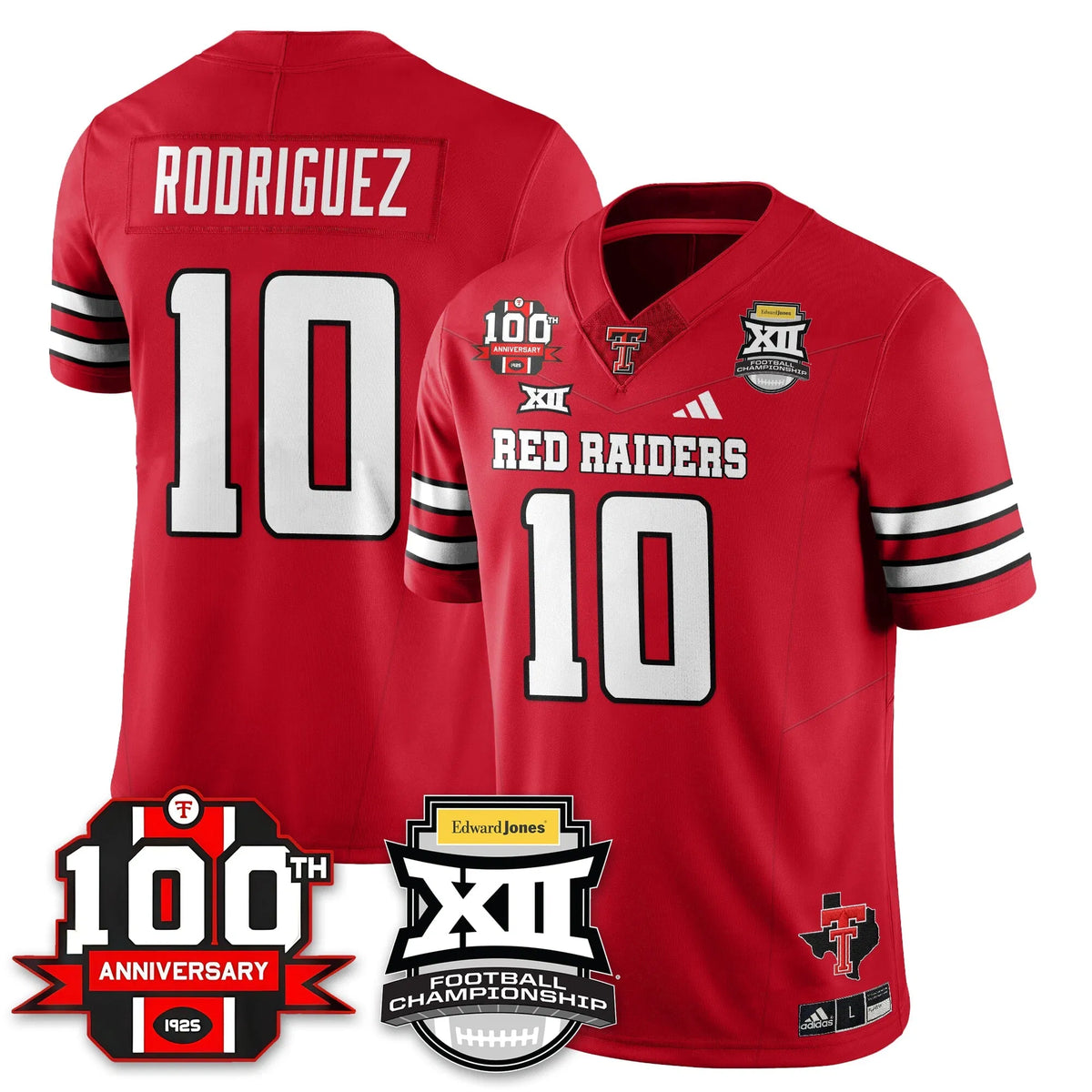 Personalized TTU Vapor Limited Jersey - Edward Jones Champions - Red / Jacob Rodriguez - 10 Stitched