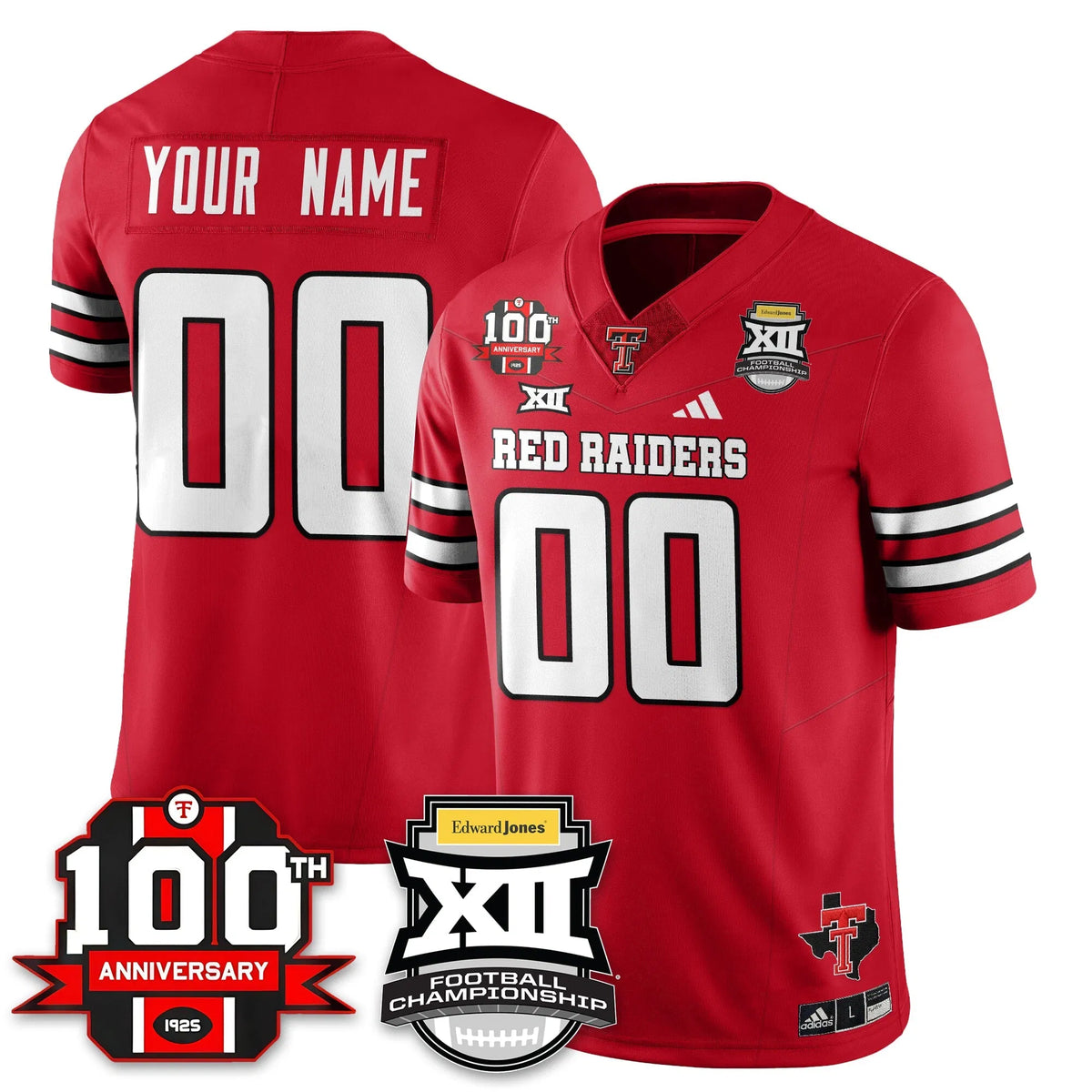 Personalized Custom TTU Vapor Limited Jersey - Edward Jones Champions - Red Stitched