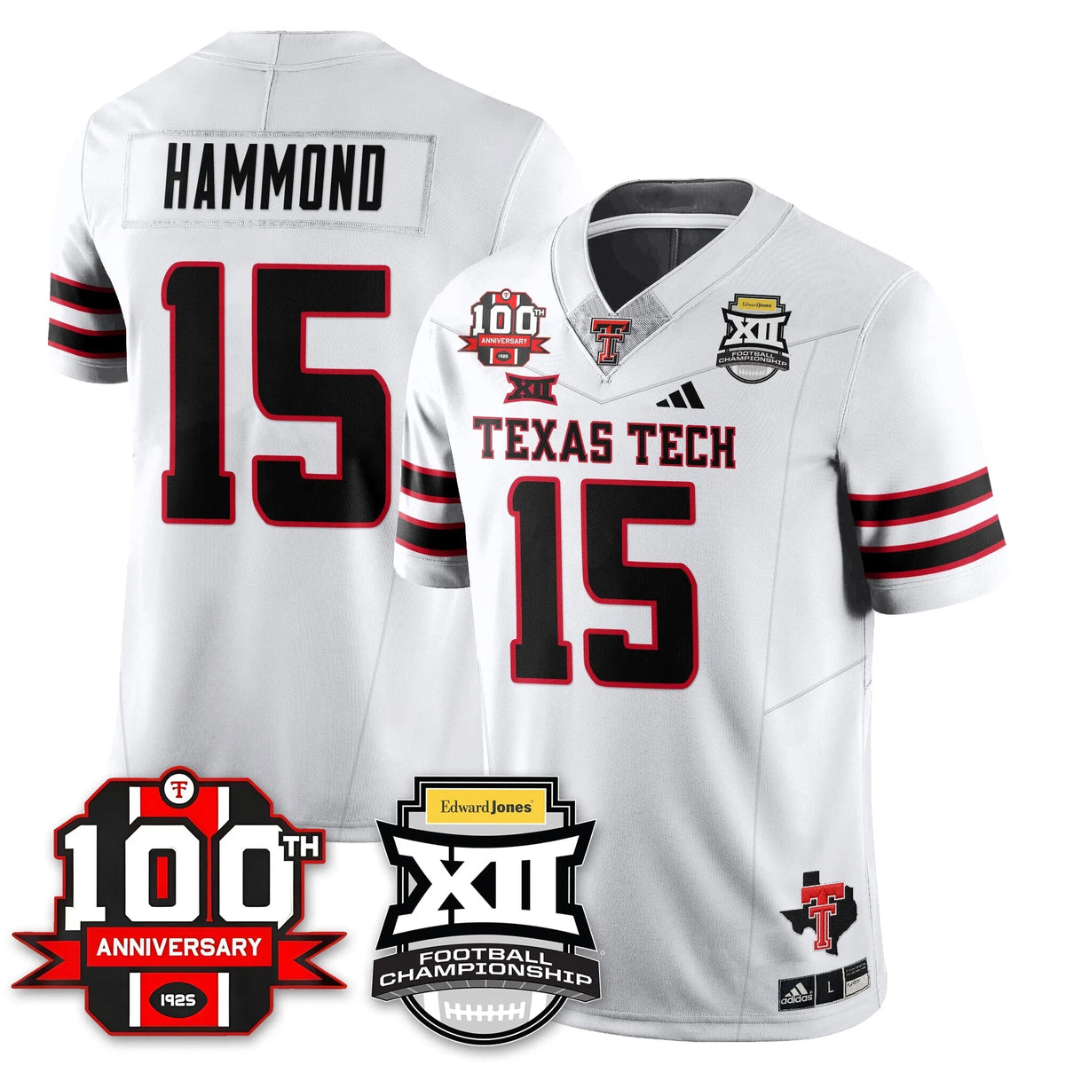 Personalized TTU Vapor Limited Jersey - Edward Jones Champions - White / Will Hammond - 15 Stitched