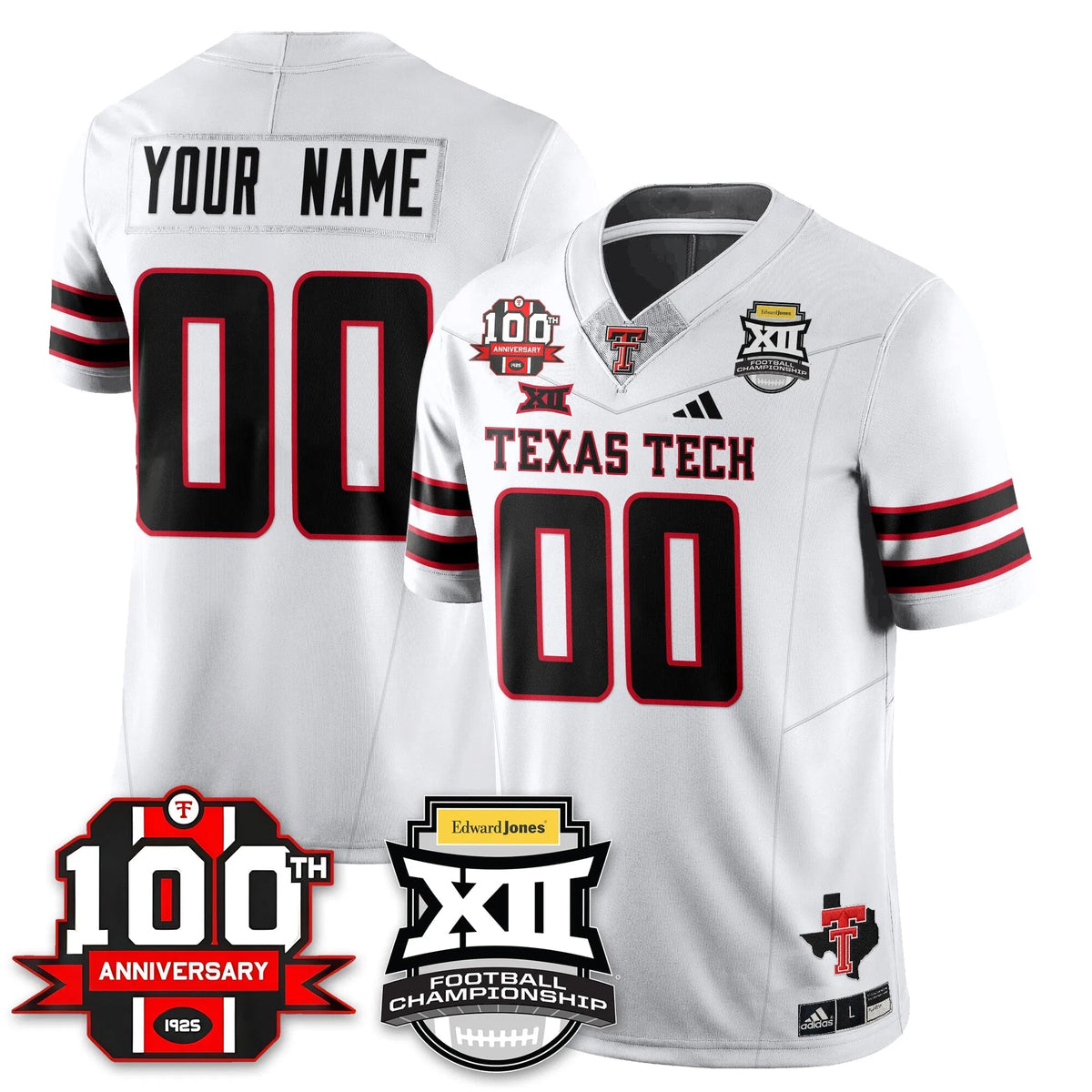 Personalized Custom TTU Vapor Limited Jersey - Edward Jones Champions - White Stitched