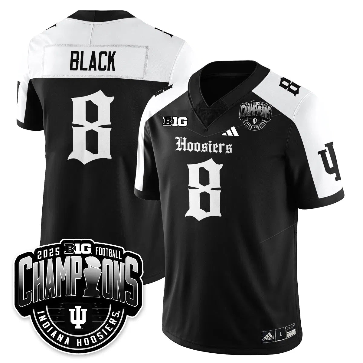 Personalized IND Gothic Vapor Limited Football Jersey - Big 10 Champions - Alternate / Kaelon Black - 8 Stitched