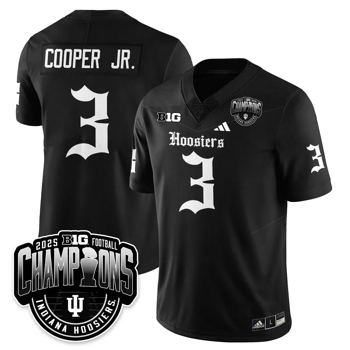 Personalized IND Gothic Vapor Limited Football Jersey - Big 10 Champions - Black / Omar Cooper Jr.- 3 Stitched