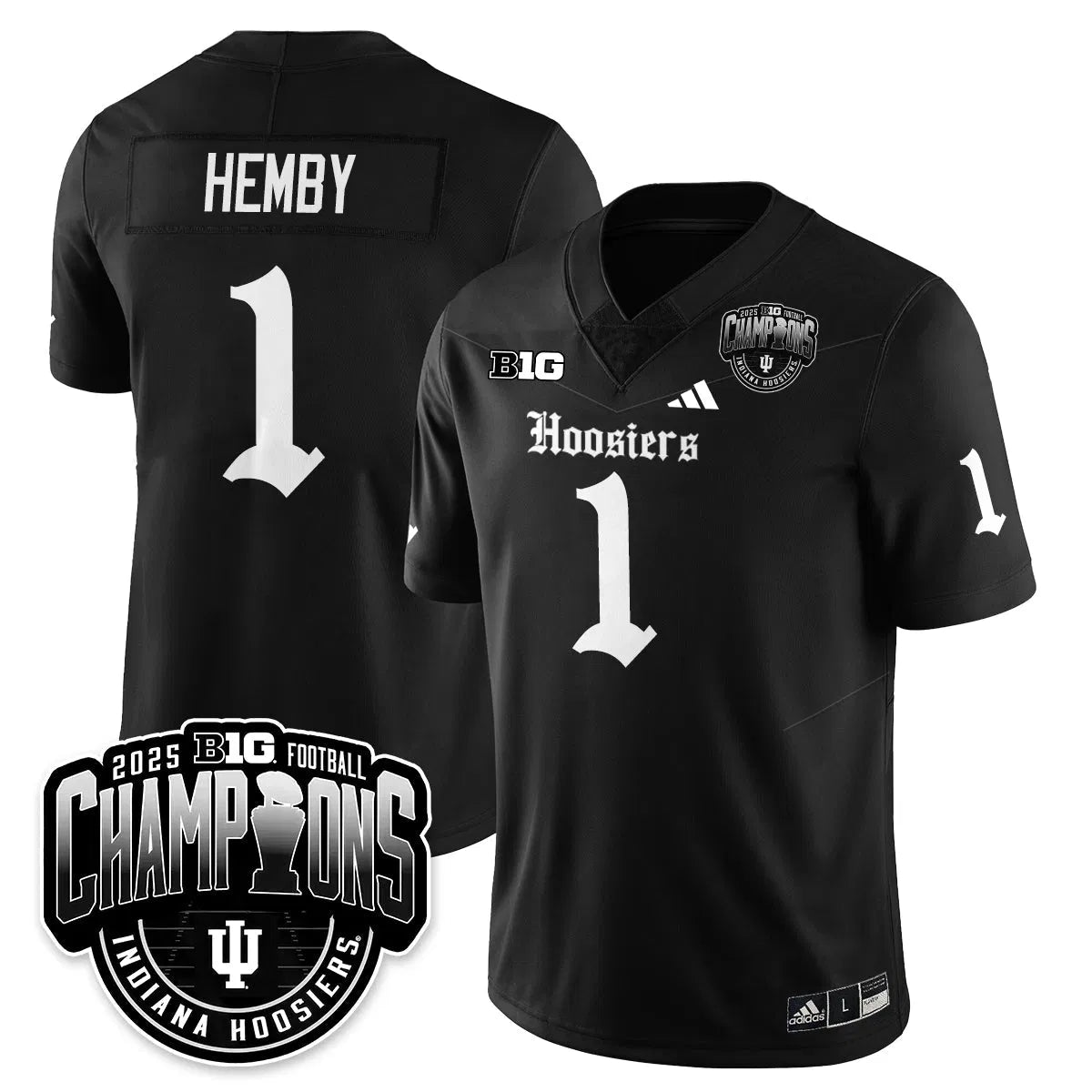 Personalized IND Gothic Vapor Limited Football Jersey - Big 10 Champions - Black / Roman Hemby - 1 Stitched