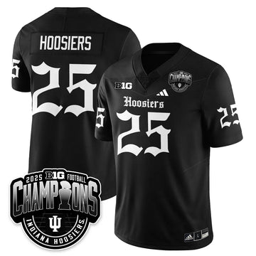Personalized IND Gothic Vapor Limited Football Jersey - Big 10 Champions - Black / Hoosiers - 25 Stitched