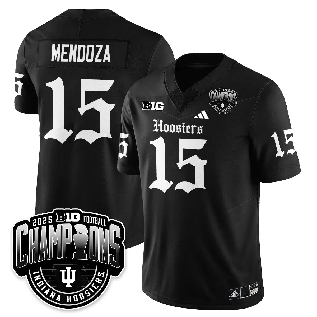 Personalized IND Gothic Vapor Limited Football Jersey - Big 10 Champions - Black / Fernando Mendoza - 15 Stitched