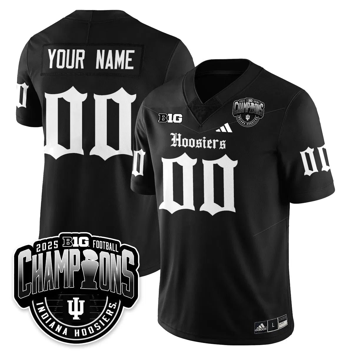 Personalized IND Gothic Vapor Limited Football Custom Jersey - Big 10 Champions - Black Stitched
