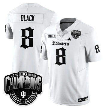 Personalized IND Gothic Vapor Limited Football Jersey - Big 10 Champions - White / Kaelon Black - 8 Stitched