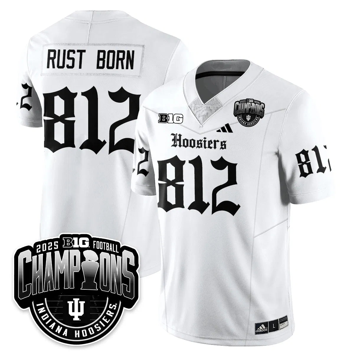 Personalized IND Gothic Vapor Limited Football Jersey - Big 10 Champions - White / Rust Born - 812 Stitched