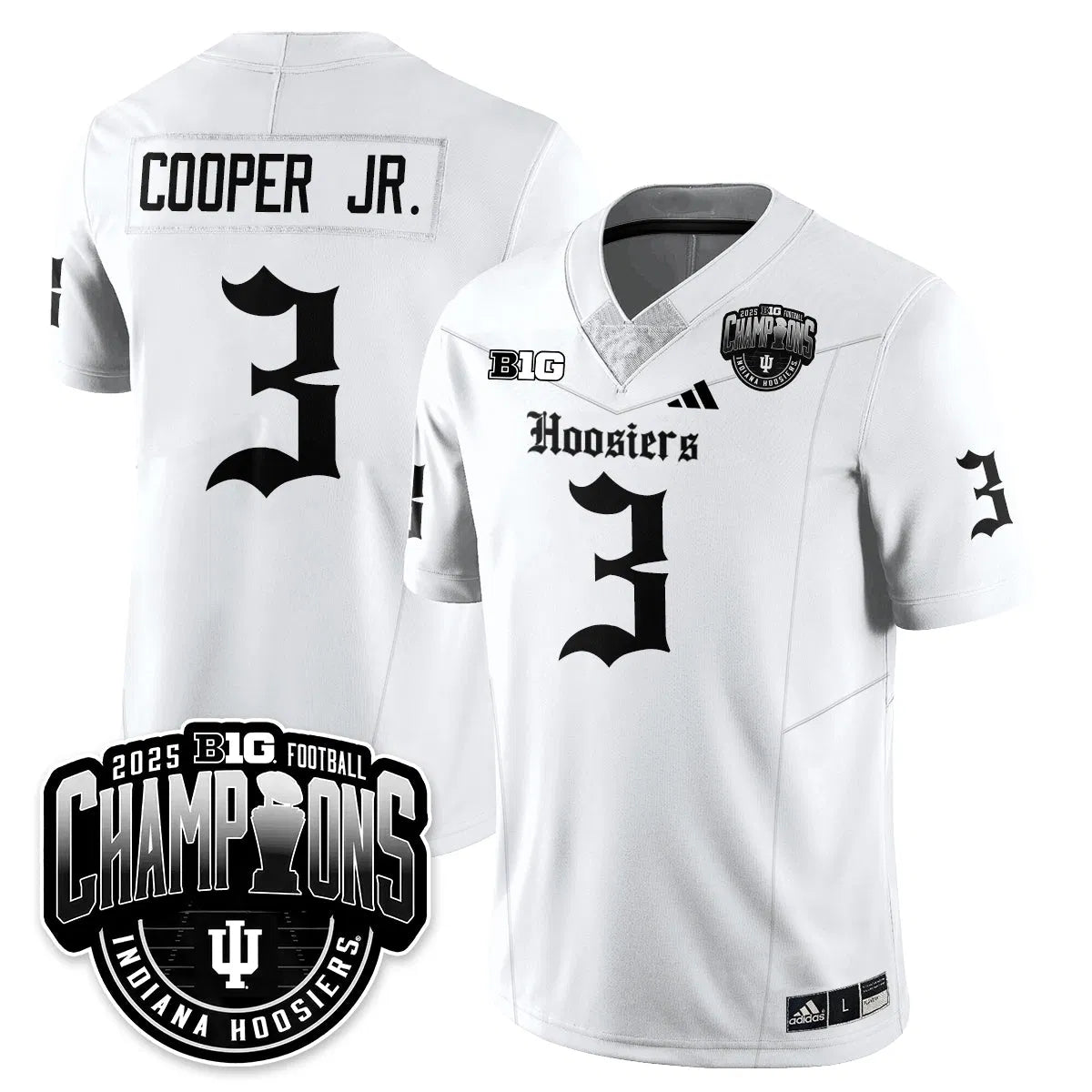 Personalized IND Gothic Vapor Limited Football Jersey - Big 10 Champions - White / Omar Cooper Jr.- 3 Stitched