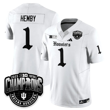 Personalized IND Gothic Vapor Limited Football Jersey - Big 10 Champions - White / Roman Hemby - 1 Stitched