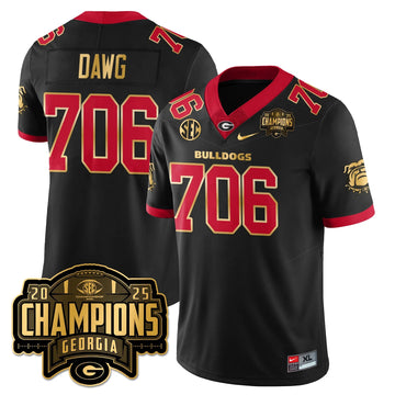 Personalized UGA Vapor Limited Jersey - SEC Football Champions - Black Gold Trim / Dawg - 706 Stitched