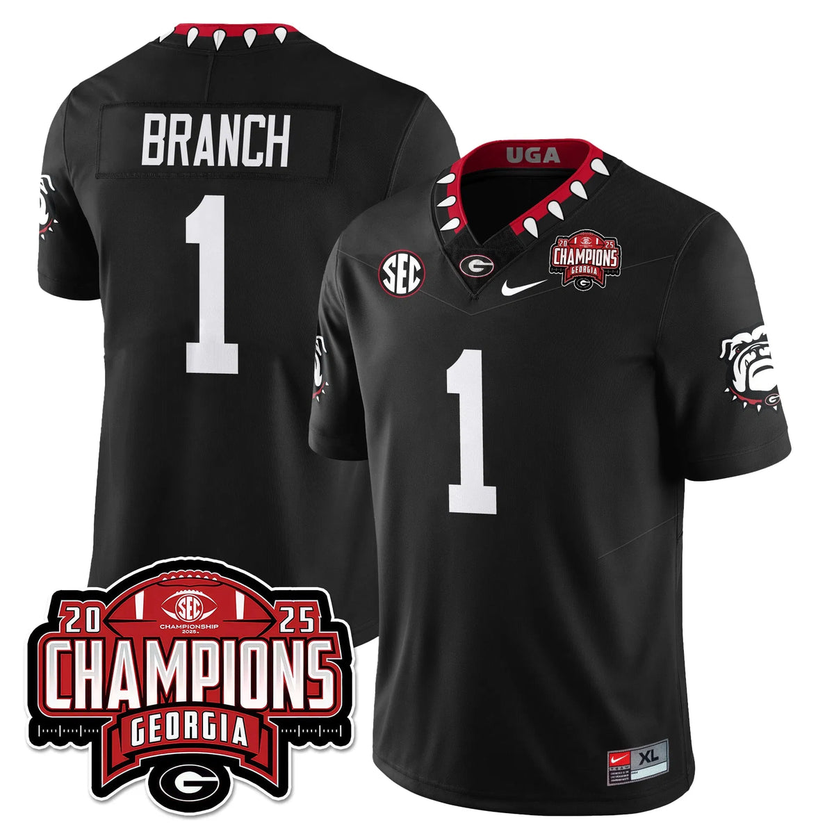 Personalized UGA Vapor Limited Jersey - SEC Football Champions - Black / Zachariah Branch - 1 Stitched